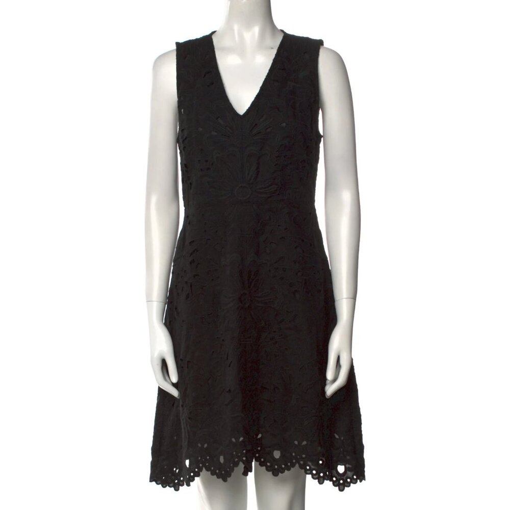 Theory Eyelet Linen Cotton Dress Little Black Dress Summer Sundress Size 4